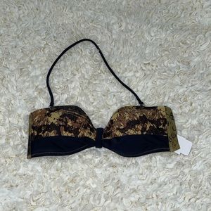 NWT Size S Quadrant Bikini Top ONLY Black Brown